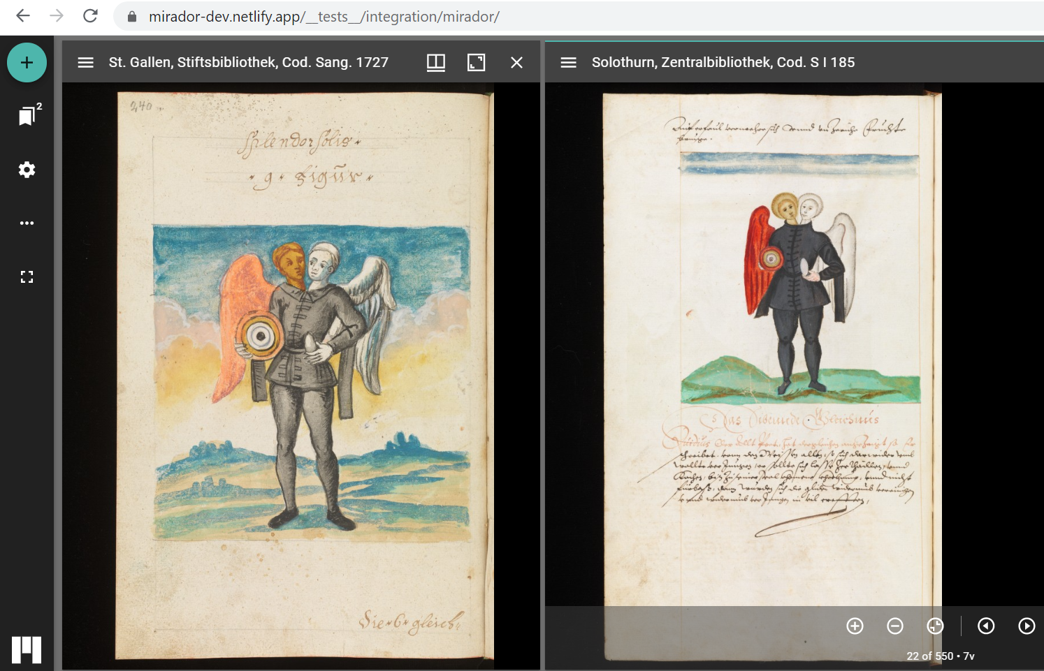 Zwei Handschriften des 16. Jahrhunderts mit Splendor Solis-Bildprogramm in dervergleichenden Ansicht im Mirador Viewer 3